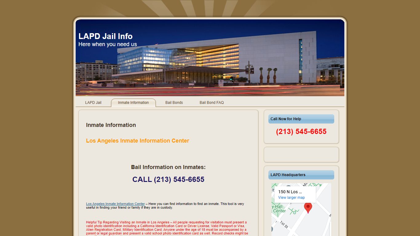 LAPD Jail Info » Inmate Information